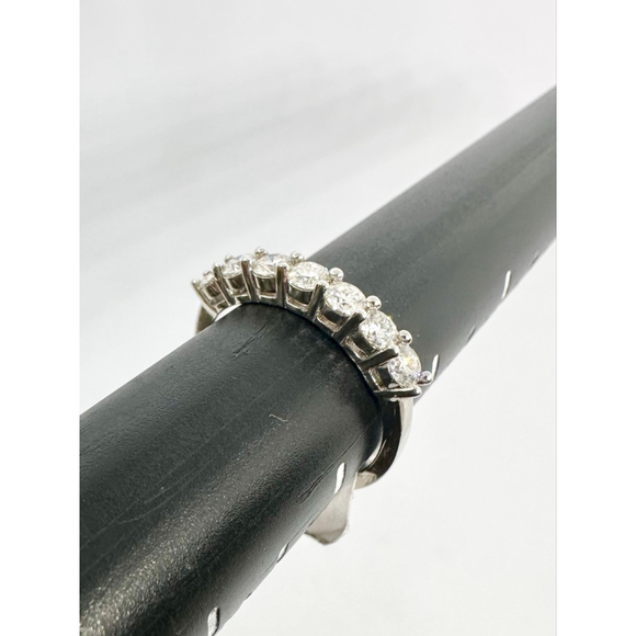 Moissanite Band 7 Stone Anniversary Wedding Ring 18K 925 GRA Round - Picture 17 of 17